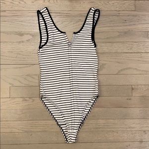Urban Outfitters White & Navy Striped Bodysuit